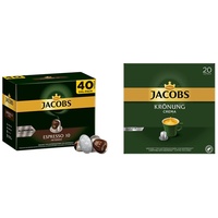 Jacobs Kaffeekapseln Espresso Intenso (nur für kurze Zeit) Megapack XXL, Intensität 10 von 12 & Kaffeekapseln Krönung Crema, 200 Nespresso kompatible Kapseln, 10er Pack, 10 x 20 Getränke, 1040 g