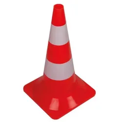 Perel Leitkegel zum Markieren, Absichern oder Absperren von Gefahrenzonen, Baustellen, Bereichen und Wegen, Rot/Weiß, 50 cm