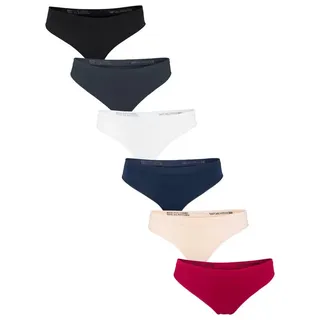 Fabio Farini String Frauen Unterwäsche - Damen Tanga für enge Hosen (Packung, 6-St) im sportlichen Look ohne Nähte beige|blau|bunt|grau|rot|schwarz S