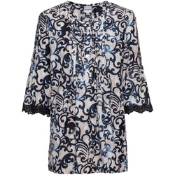 Modal-Bluse, Druck blau, 46