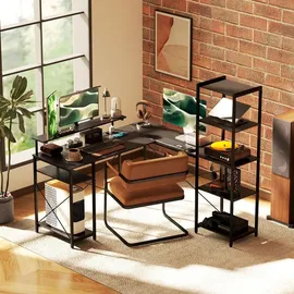 Homcom Schreibtisch, L-förmiger Computertisch 137 x 140 x 139,5 cm Schwarz