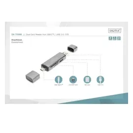 Digitus DA-70886 Combo Card Reader Hub (USB-C+USB 3.0) grau
