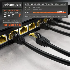 Primewire Outdoor Patchkabel - CAT 7 - mit IP66 - 10 Gbit/s - S/FTP PiMF Schirmung - Netzwerkkabel - 3m
