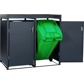 Zelsius Mülltonnenbox mit Pflanzdach für zwei 120 - 240 Liter Mülltonnen, Anthrazit RAL 7016
