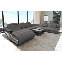 Sofa Dreams Wohnlandschaft Sofa Elegante M XXL Form Stoffsofa Polster Stoff Couch, wahlweise mit Bettfunktion grau|schwarz