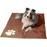 Dobar Kühlmatte für Hunde mit Pfoten Muster 99,5 x 70 cm Braun/Beige