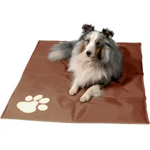 Dobar Kühlmatte für Hunde mit Pfoten Muster 99,5 x 70 cm Braun/Beige