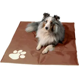 Dobar Kühlmatte für Hunde mit Pfoten Muster 99,5 x 70 cm Braun/Beige
