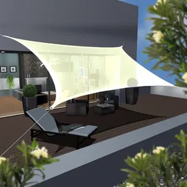 AMANKA Sonnensegel 4x6 HDPE Rechteckig Sonnenschutz Überdachung Garten Balkon Beige