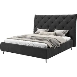 Polsterbett LEONIQUE "Maxime, in 4 Breiten bis 200cm, auch in Leder", schwarz, B:216cm H:105cm L:234cm, 96% Polyester, 4% Polyacryl, Betten, Kopfteilhöhe 143 cm, belastbar bis 280 kg, auch in Überlänge 220cm