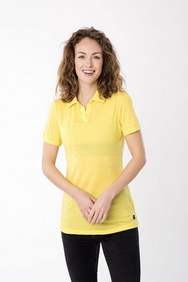SUPER.NATURAL Poloshirt Merino Poloshirt W EVERYDAY POLO pflegeleichter Merino-Materialmix gelb S