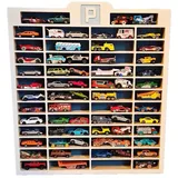 Moliland Sammlervitrine Fächer Setzkasten Holz Sammelbox Car Display Parking, Kinderzimmerregal, Kinderzimmerdekoration, Hängeregal für Zubehör und Spielzeug