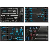 Eberth Multitool Werkzeug Set 81 Teile für Werkzeugwagen, für 4 Schubladen, KFZ & Profi, Blau