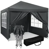 Woltu Pavillon Anthrazit, Metall, 300x300x260 cm, Sonnen- & Sichtschutz, Pavillons & Pergolas