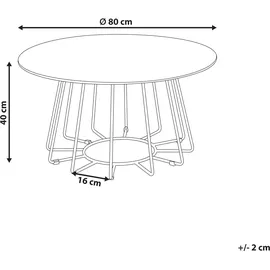 Beliani Couchtisch rund Schwarz Marmor 80 x 40 cm