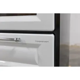 hosseven Kaminofen mit Backfach und Herdplatte 4012 Weiß Holzofen 8 kW Holz Ofen Mehrfachbelegung Kamin Heizofen Küchenherd