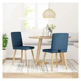 vidaXL Esszimmerstühle 2 Stk. Blau Stoff