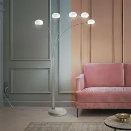 GLOBO Standlampe Stehleuchte dimmbar Glas Strahler Dimmer Stehlampe Wohnzimmer Modern, Marmorsockel, 5x E14, LxBxH 110 x 140 x 210 cm