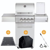 ALLGRILL CHEF Paket S1 Backburner Seitenkocher GRATIS: Cover, Grillplatte, Spieß