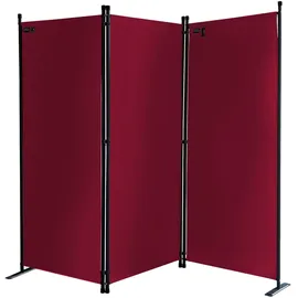 Quick Star Paravent 3/4/6 Teilig, Mehrere Farben & Größen Faltbare Stellwand Blickdicht rot 165 cm x 170 cm x 22 cm