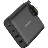 Otterbox Standard UK 100W USB-C PD GaN 4 Port Ladegerät, x2 USB-C PD Ports + x2 USB-A Ports, Schnelllade Gerät für Smartphone und Tablets, Sturzgeschützt und Robust, Schwarz