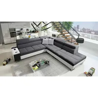 All4All Ecksofa mit Schlaffunktion Margo IX 283x298 cm - Schlafsofa mit Bettkasten - Wohnlandschaft in L-Form - XXL Sofa Groß - Seite rechts - Strukturstoff mit Kunstleder - Dunkelgrau/Weiß 26