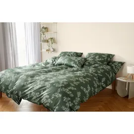 ELEGANTE Mako-Jersey Cherry Blossom Grün 155 x 220 cm + 80 x 80 cm