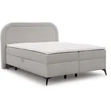 s-style möbel Boxbett, Hellgrau, Metall, Echtholz, Teilmassiv,Birke, Buche, 2-Sitzer, H3, 160x200 cm, Blauer Engel, FSC Mix, Oeko-Tex®, Hergestellt in Europa, Schlafzimmer, Betten, Boxspringbetten