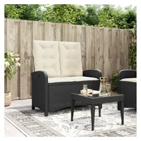 VidaXL Gartenbank Verstellbar mit Kissen Schwarz Poly Rattan