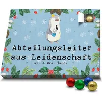 Mr. & Mrs. Panda Schoko Adventskalender Abteilungsleiter Leidenschaft - Blau Pastell - Geschenk, Büro, Danke, Beruf, Schokoladen Adventskalender, ... - Blau