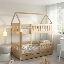 masseno Etagenbett ELENA 80 x 190 cm Kiefer massiv braun hellbraun