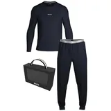Boss Regular Fit Pyjama aus reiner Baumwolle mit Geschenkbox Modell 'XMAS LONG SET', Marine, L