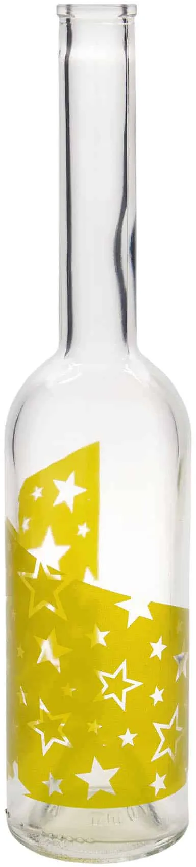 500 ml Bottiglia di vetro 'Opera', motivo: Stelle dorate, imboccatura: fascetta