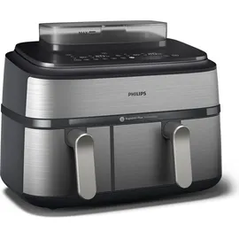 Philips 5000 Series Steam Airfryer Dual Basket NA555/00 Silber/Edelstahl