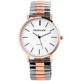 Excellanc Herrenuhr Armbanduhr Edelstahl Zugband bicolor Analog Quartzwerk