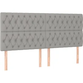 vidaXL Boxspringbett mit Matratze & LED Hellgrau 200x200 cm Stoff