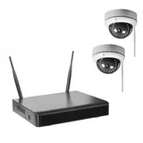 Indexa WLAN-NVR mit 2 Funk-Kuppelkameras, 2TB Festplatte HDD WiFi
