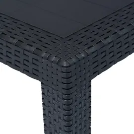 vidaXL Gartentisch Anthrazit 220x90x72 cm Kunststoff Rattan-Optik