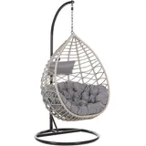 Beliani Moderner Hängekorbsessel Rattan mit schwarzem Gestell inkl. Kissen Outdoor Indoor Boho Stil