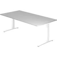 Hammerbacher Schreibtisch C-Fuß 200x100cm Grau/Weiß