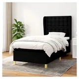 Lattenrost mit Matratze, Schwarz, 90 x 190 cm, Stoff, Plattformbett mit Lattenhalter, einfache Montage, für Schlafzimmer, Erwachsene
