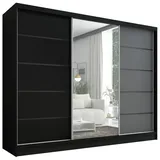 A&J MöbelLand Schiebetürenschrank AURELIA 2 200 x 0 x 0 cm Schwarz/Grau