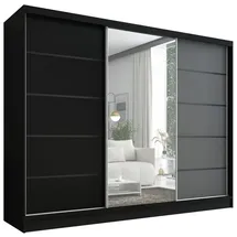 A&J MöbelLand Schiebetürenschrank AURELIA 2 200 x 0 x 0 cm Schwarz/Grau