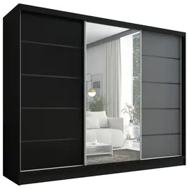 A&J MöbelLand Schiebetürenschrank AURELIA 2 200 x 0 x 0 cm Schwarz/Grau