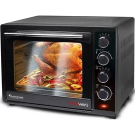 Z-Line TurboTronic Minibackofen mit Umluft und Drehspieß 35 Liter, Schwarz, inkl. 2x Backblech, 1600W Mini Backofen Camping Pizzaofen Klein/Groß