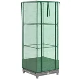 vidaXL Hochbeet mit Gewächshaus-Aufsatz, Rattan-Optik 40x40x123 cm, - Grau