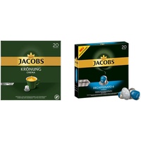 Jacobs Kaffeekapseln Krönung Crema, 10er Pack, 10 x 20 Getränke, 1040 g & Kaffeekapseln Lungo Decaffeinato- Intensität 6-200 Nespresso kompatible Kapseln, 10er Pack, 10 x 20 Getränke