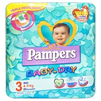 Pampers Baby-Dry 3 4-9 Kg. 20 Stück Windeln Hergestellt IN Italy