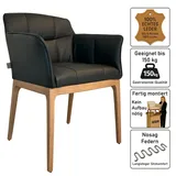 SIX Echtleder Esszimmerstuhl Armlehnenstuhl Zeta Braun Eiche Gastro-Qualität