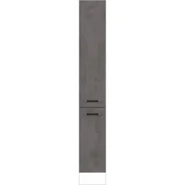 Impuls Küchen Seitenschrank IMPULS KÜCHEN "Prag", Breite/Höhe: 30/190,7 cm", grau (beton, optik schiefer dunkelgrau), B:30cm H:190,7cm T:57,6cm, Dekorfolie, Holzwerkstoff, Schränke, Seitenschrank, vormontiert, mit Drehtüren, mit verstellbaren Fachböden